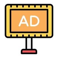 Advertisement board icon style, ad board in flat design vector