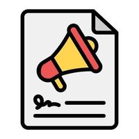 Folded paper with megaphone, concept of content marketing icon vector