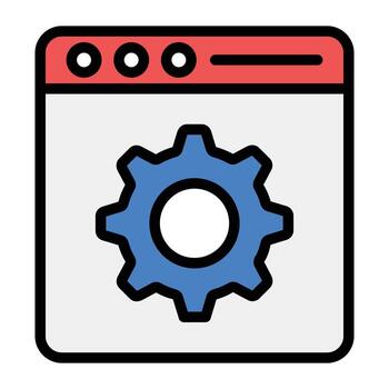 Cog wheel on webpage showing web setting icon vector