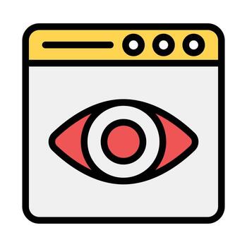 Eye inside monitor showing concept of web monitoring icon vector