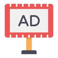 Advertisement board icon style, ad board in flat design vector