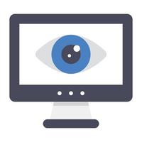 Eye inside monitor showing concept of web monitoring icon vector