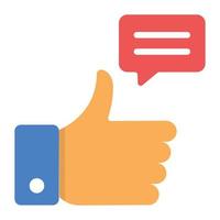 Hand with message bubble, thumbs up icon vector