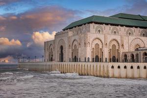 Hassan II Mosque, the largest mosque  with waves on the Atlantic Ocean photo