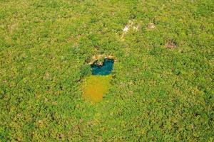 Heart shaped lake in the middle of a forest. Romantic concept. photo