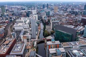 Aerial view of Manchester city in UK photo