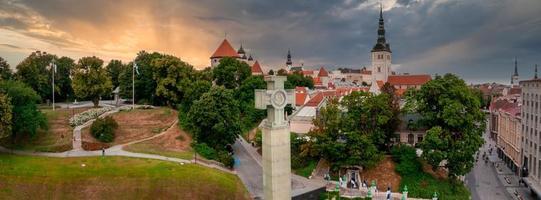Aerial view of the freedom square in Tallinn, Estonia. photo