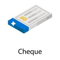 cheque de bitcoin de moda vector