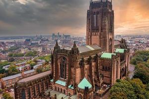 Aerial view of the Liverpool main cathedral in United Kingdom. photo