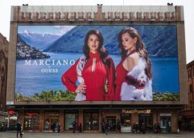 Bologna,Italy,2021 Billboard of Marciano by Guess. Luxury Clothing and Accessories. Piazza Maggiore, Bologna, Italy. photo