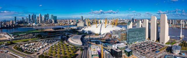 Aerial bird's eye view of the iconic O2 Arena near isle of Dogs photo