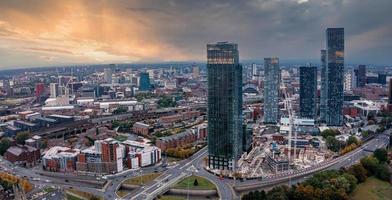 Aerial view of Manchester city in UK photo