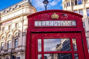 London, England - The iconic british old red telephone box photo