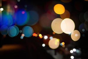 Blurred night bokeh city background photo