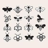 set of bee animal icon business logo design vector