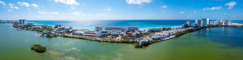 Aerial view of Punta Norte beach, Cancun, Mexico. photo