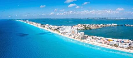 Aerial view of Punta Norte beach, Cancun, Mexico. photo