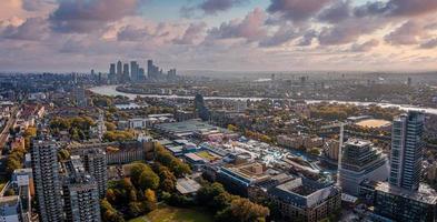 Aerial panoramic scene of the London city financial district photo