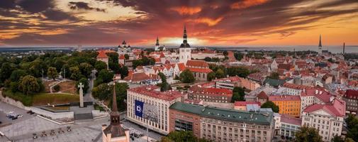 Aerial view of the freedom square in Tallinn, Estonia.
