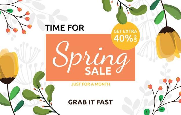 Time Spring Sale Flower Floral Season Marketing Banner Business