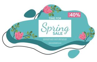 Time Spring Sale Flower Marketing Business Banner Fluid Style vector