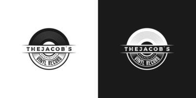 emblema retro vintage, sello, etiqueta, pegatina y logotipo de disco de vinilo de placa vector