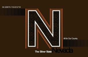 Nevada Lettering hands typography graphic design in vector illustration.