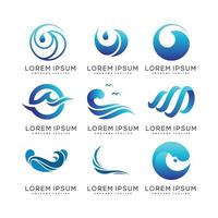 set of abstract wave business nature logo design vector