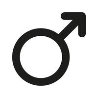 Male sex symbol icon. Gender symbol simple silhouette. Black icon isolated on white background. Vector illustration.
