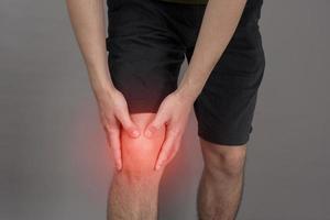 Close up man leg is pain knee pain