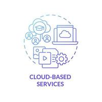 Cloud-based services blue gradient concept icon. Virtual data storage. Safe assessment to public information abstract idea thin line illustration. Vector isolated outline color drawing