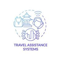 Travel assistance system blue gradient concept icon. Passengers support application. Digitalization of tourism abstract idea thin line illustration. Vector isolated outline color drawing