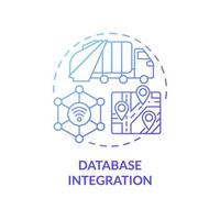 Database integration blue gradient concept icon. Urban services work organization. City digital management abstract idea thin line illustration. Vector isolated outline color drawing