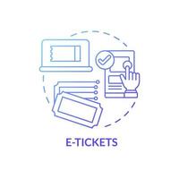 E-tickets blue gradient concept icon. Ordering public transport tickets online. Passenger electronic document abstract idea thin line illustration. Vector isolated outline color drawing