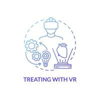 Treating with VR blue gradient concept icon. Pain and stress digital relief. Virtual reality healthcare method abstract idea thin line illustration. Vector isolated outline color drawing