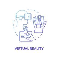 Virtual reality blue gradient concept icon. Modern devices of work and fun. Technology of augmented reality abstract idea thin line illustration. Vector isolated outline color drawing