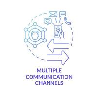 Multiple communication channels blue gradient concept icon. Multi-channels services. People connecting network abstract idea thin line illustration. Vector isolated outline color drawing