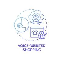 Voice-assisted shopping blue gradient concept icon. Customers support digitalization. Online purchases service abstract idea thin line illustration. Vector isolated outline color drawing