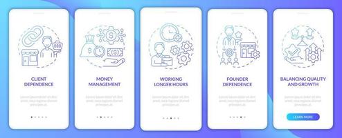 Company structure choosing tips onboarding mobile app page screen. Startup walkthrough 5 steps graphic instructions with concepts. UI, UX, GUI vector template with linear color illustrations