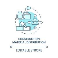 distribución de materiales de construcción icono de concepto azul turquesa. negocio mayorista. suministros de construcción idea abstracta ilustración de línea delgada. dibujo de color de contorno aislado vectorial. trazo editable vector