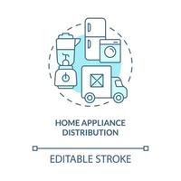 Home appliance distribution turquoise blue concept icon. Wholesale of domestic equipment. Distribution abstract idea thin line illustration. Vector isolated outline color drawing. Editable stroke