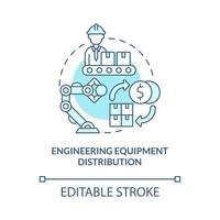 Engineering equipment distribution turquoise blue concept icon. Construction site supplies. Wholesale abstract idea thin line illustration. Vector isolated outline color drawing. Editable stroke