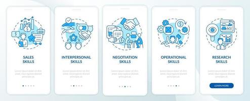 Distributor success skill onboarding mobile app page screen. Start business walkthrough 5 steps graphic instructions with concepts. UI, UX, GUI vector template with linear color illustrations