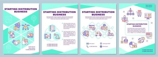 Starting distribution business brochure template. Wholesale company. Flyer, booklet, leaflet print, cover design with linear icons. Vector layouts for presentation, annual reports, advertisement pages