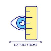 Eye measurement RGB color icon. Preoperative appointment. Taking measurements and vision test before procedure. Isolated vector illustration. Simple filled line drawing. Editable stroke