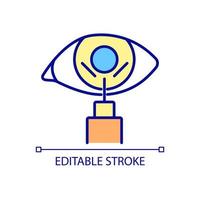 Laser operation on eye RGB color icon. Quick and safe surgery with strong results. Detailed laser eye procedure. Isolated vector illustration. Simple filled line drawing. Editable stroke