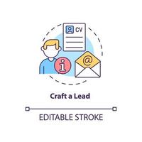 Craft lead concept icon. Writing cv abstract idea thin line illustration. Curriculum vitae. First step of job application. Job hunting. Vector isolated outline color drawing. Editable stroke