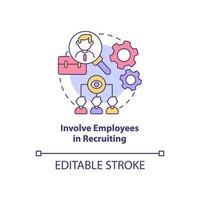 Involve employees in recruiting concept icon. Attracting top talents abstract idea thin line illustration. Referral program for employees. Vector isolated outline color drawing. Editable stroke