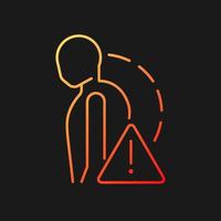 Severe stiff scoliosis gradient vector icon for dark theme. Rigid scoliosis. Complex spine curvature. Thin line color symbol. Modern style pictogram. Vector isolated outline drawing