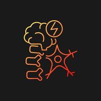 Neuromuscular gradient vector icon for dark theme. Brain and nerve damage. Neurological disease. Muscle disorder. Thin line color symbol. Modern style pictogram. Vector isolated outline drawing